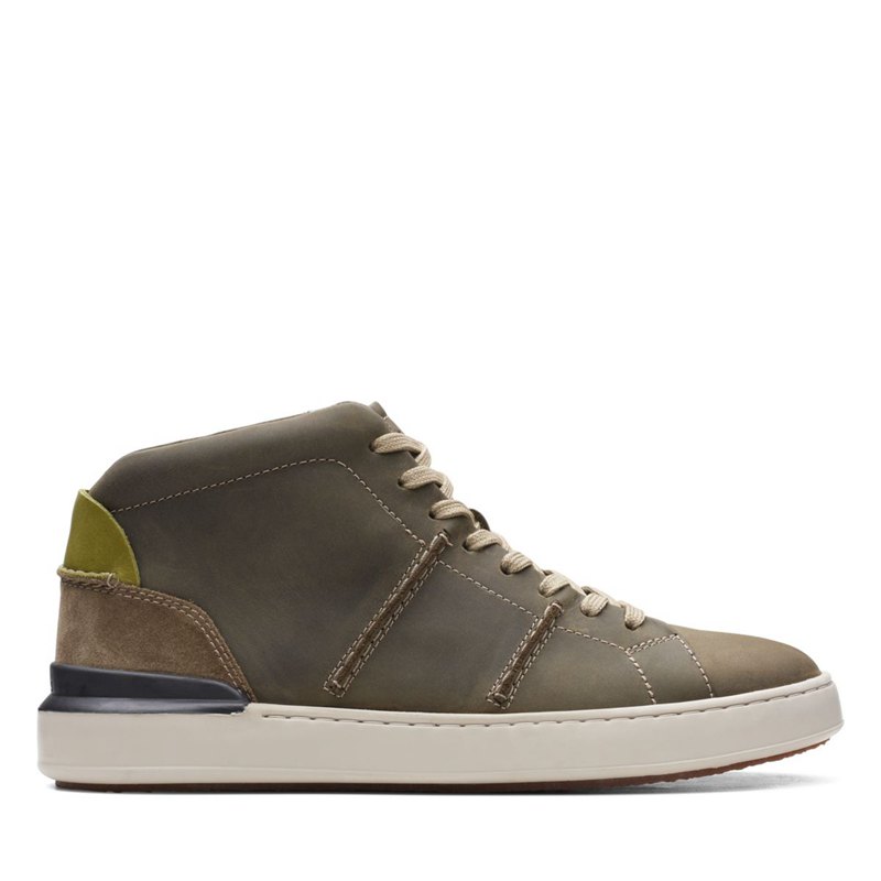 Men's Clarks Court Lite Hi Ankle Boots Dark Olive | 48933384