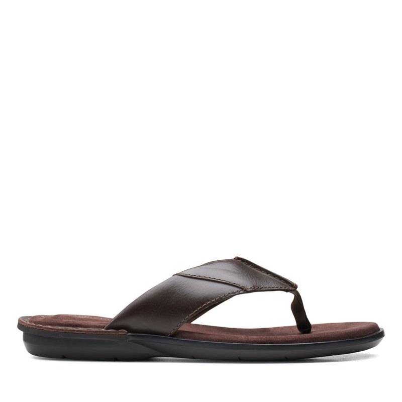 Men's Clarks Ellison Easy Flip Flops Dark Brown | 88781200